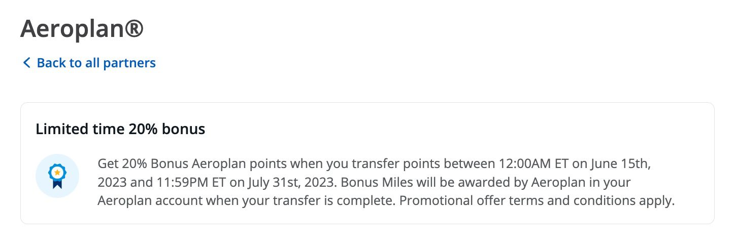 air canada aeroplan chase transfer bonus