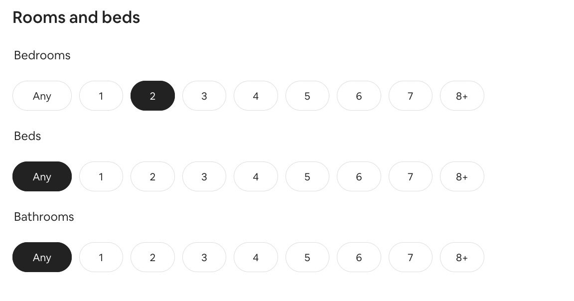 airbnb filters bedrooms