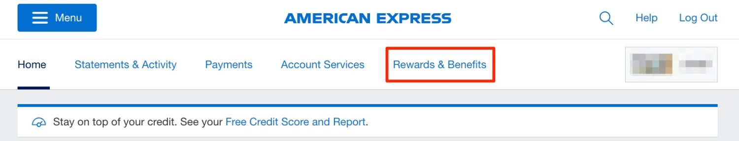 amex menu