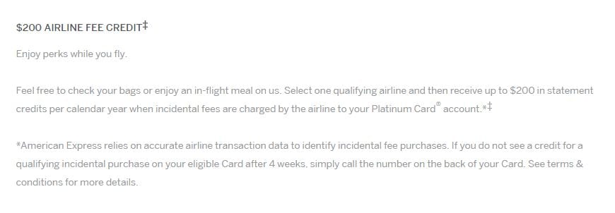 amex statement credits airline fees