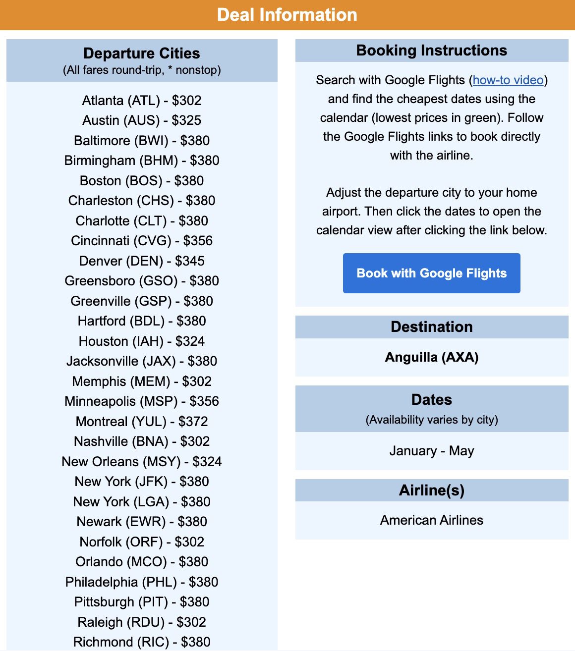 Anguilla flight deal