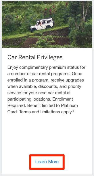 Car Rental Privileges on the Amex Platinum