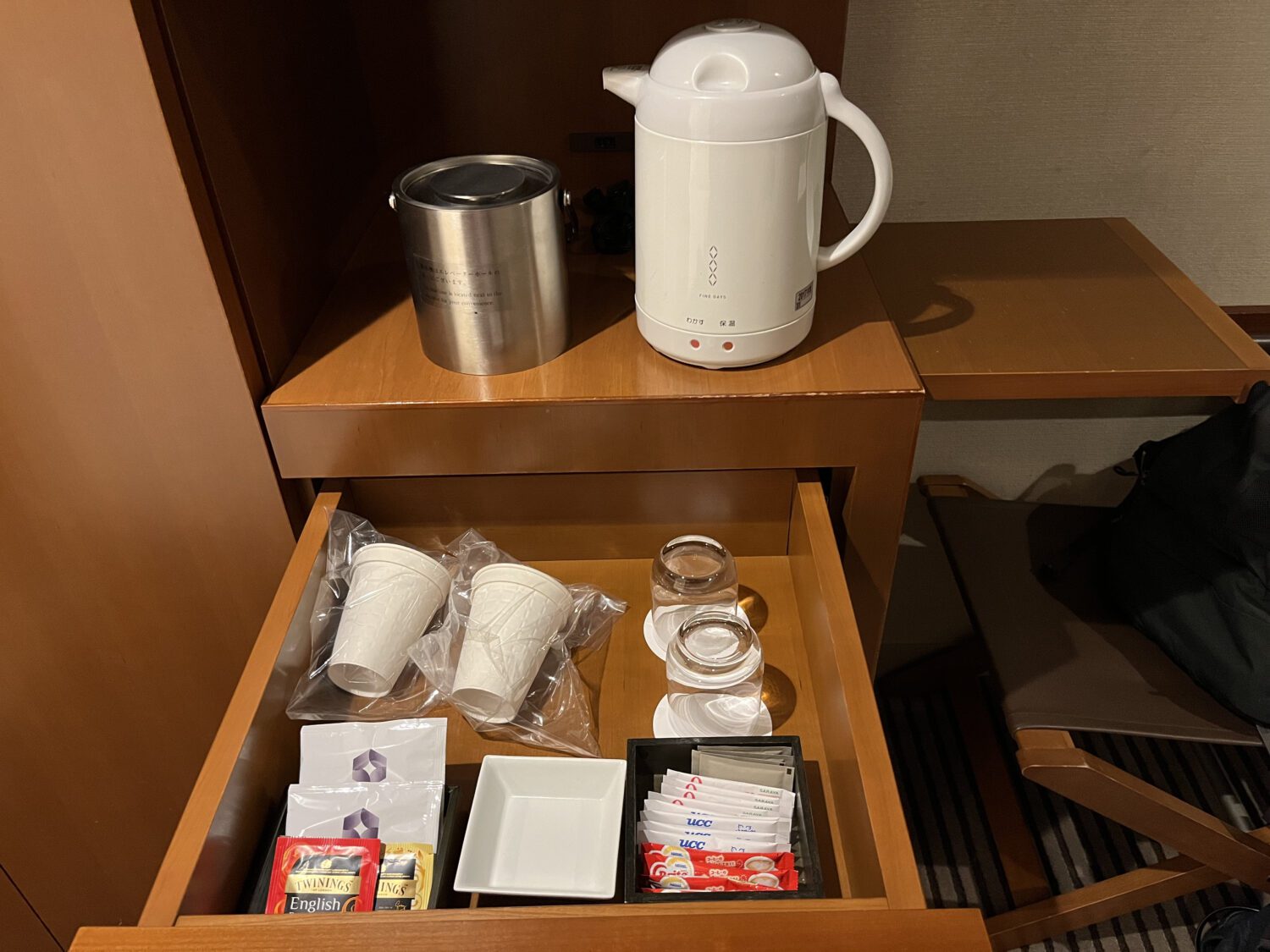 coffee and tea in the room at Hyatt Regency Tokyo