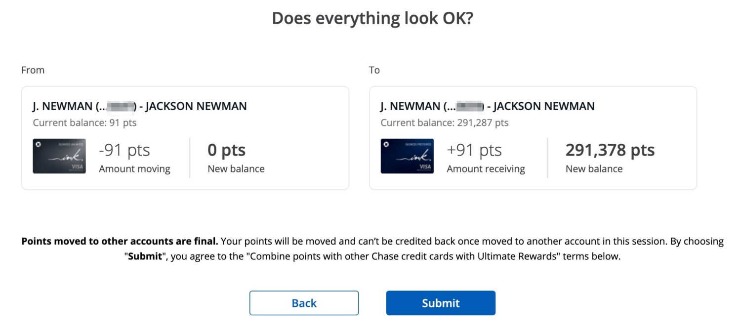 Move chase points from ink unlimited to ink preferred