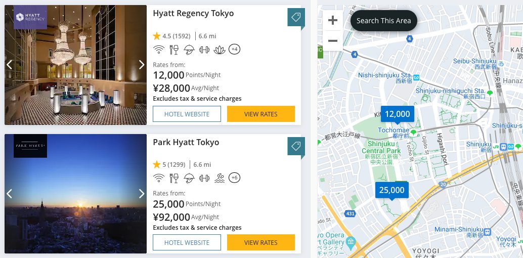 comparing Hyatt Regency and Park Hyatt Tokyo