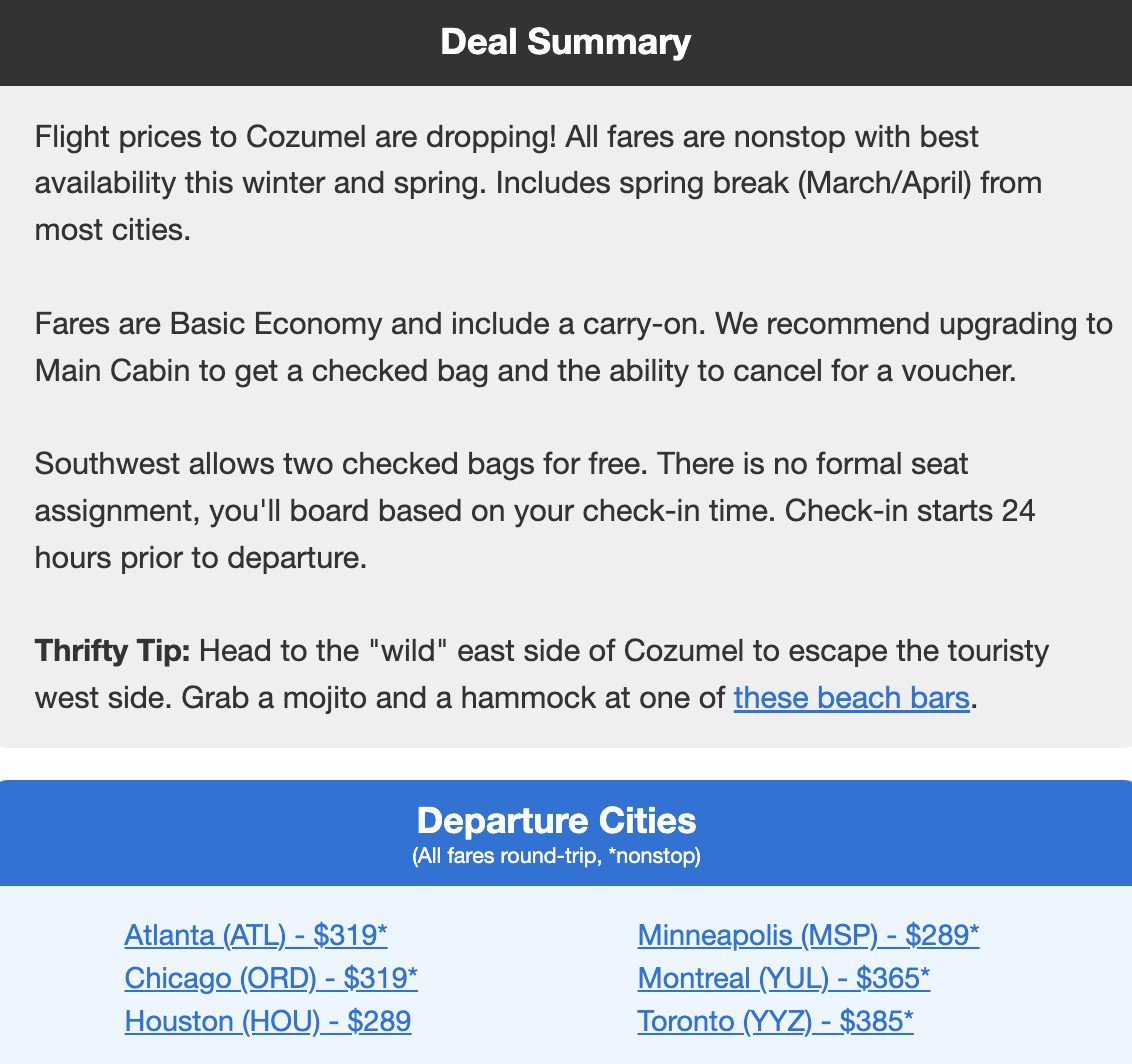 Cozumel flight deal