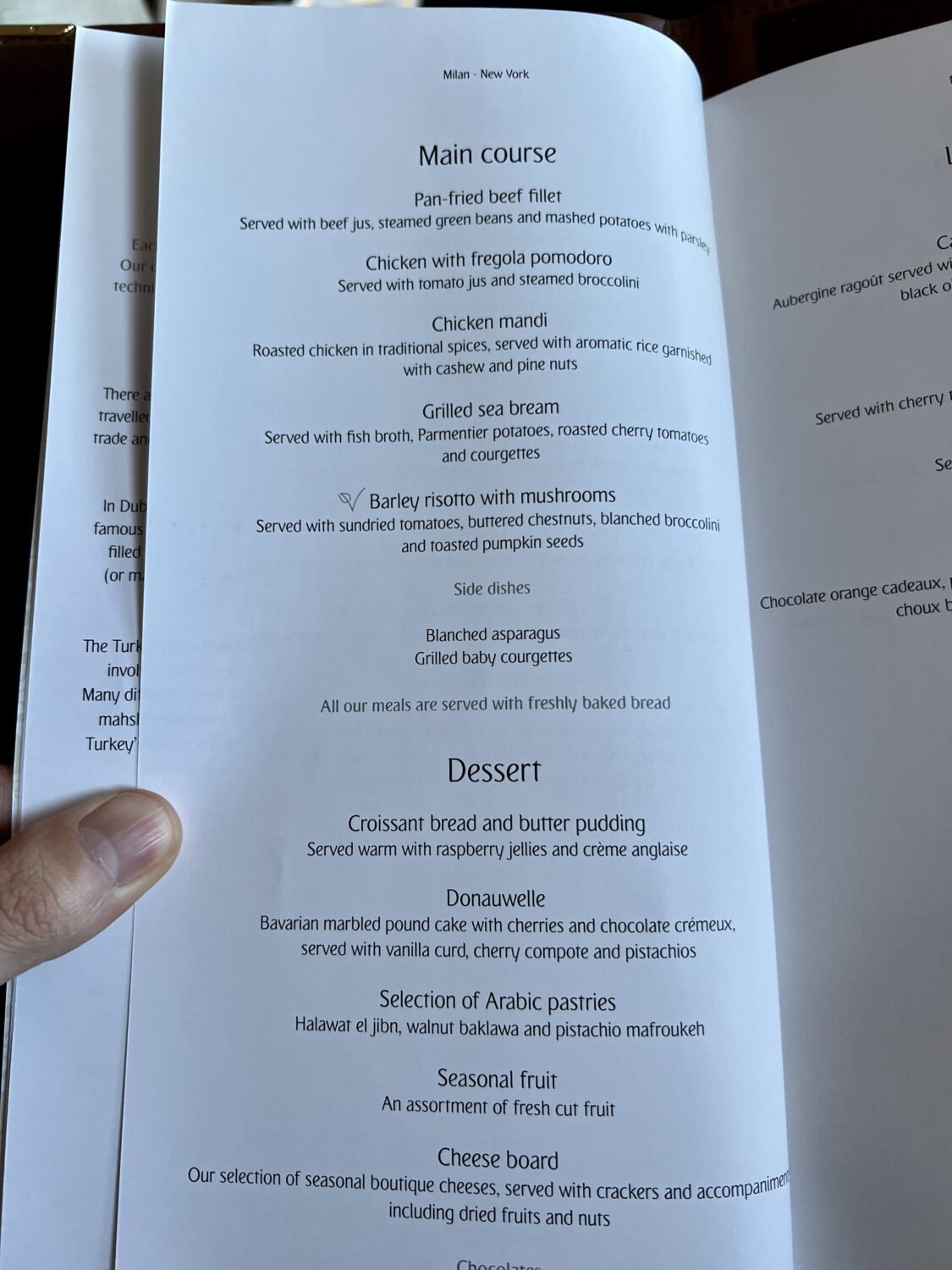 emirates first class menu