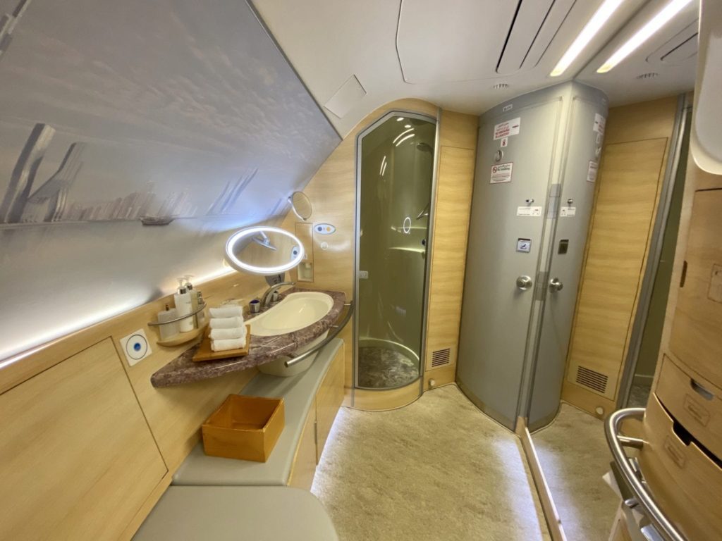 business Class vs First Class shower