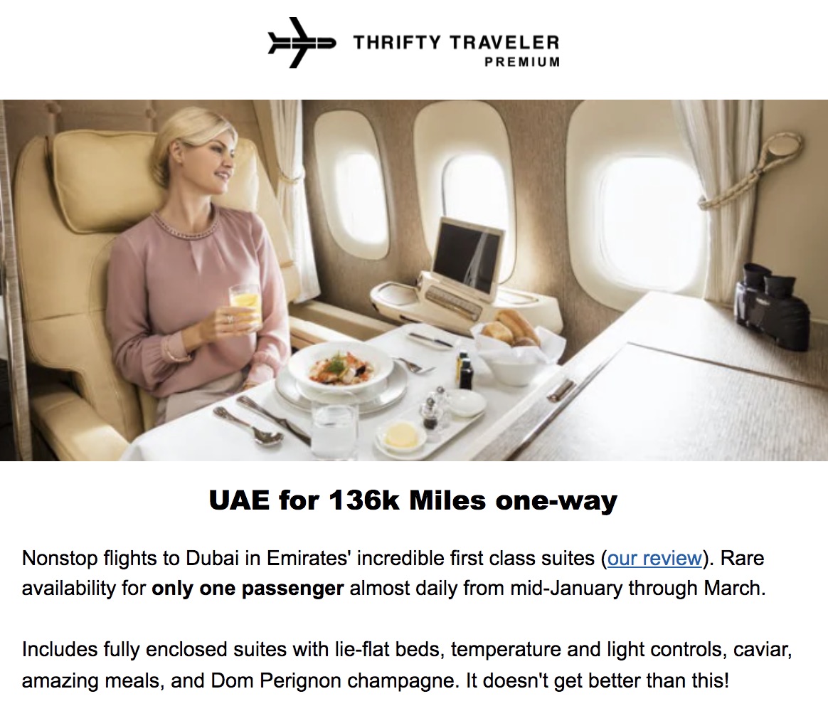 emirates first class alert