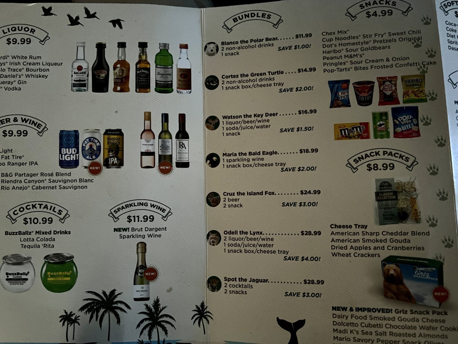 frontier airlines menu