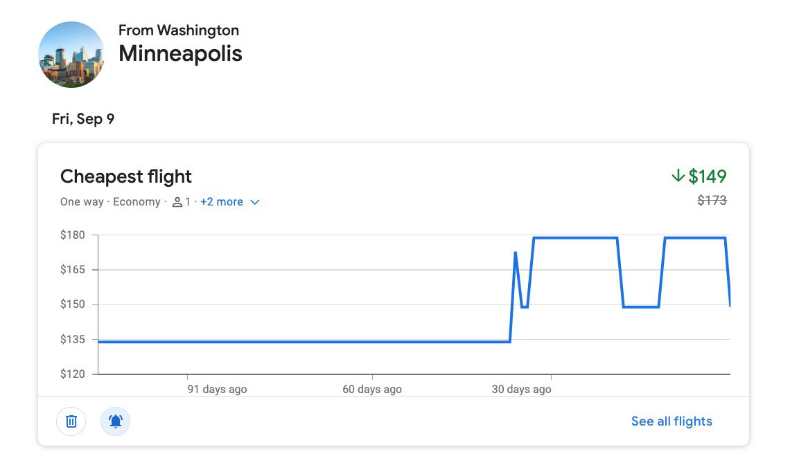 google flights price alert