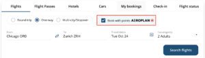 How to book with Aeroplan points homepage