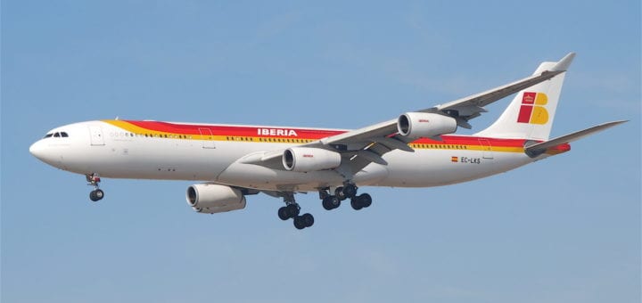 iberia plane flying through the air