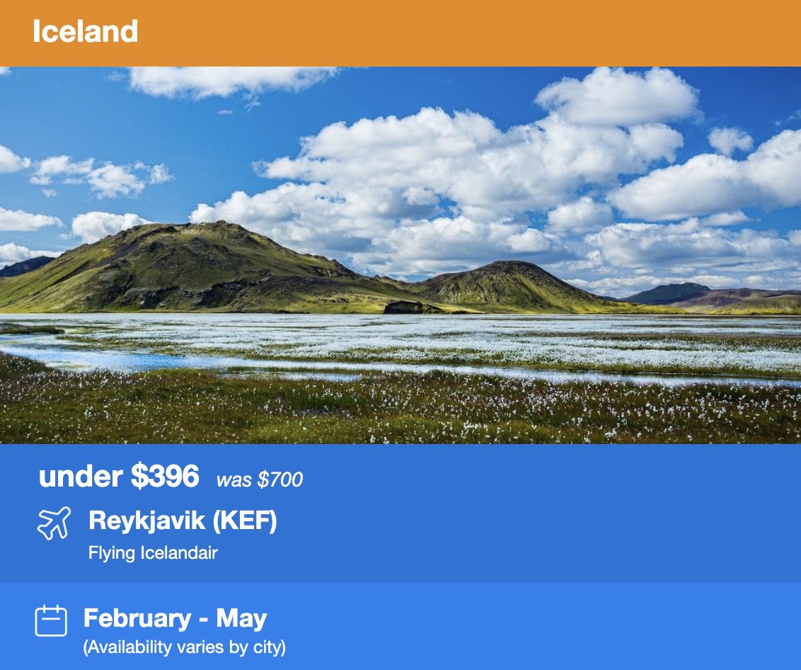 Iceland nonstop flight deal