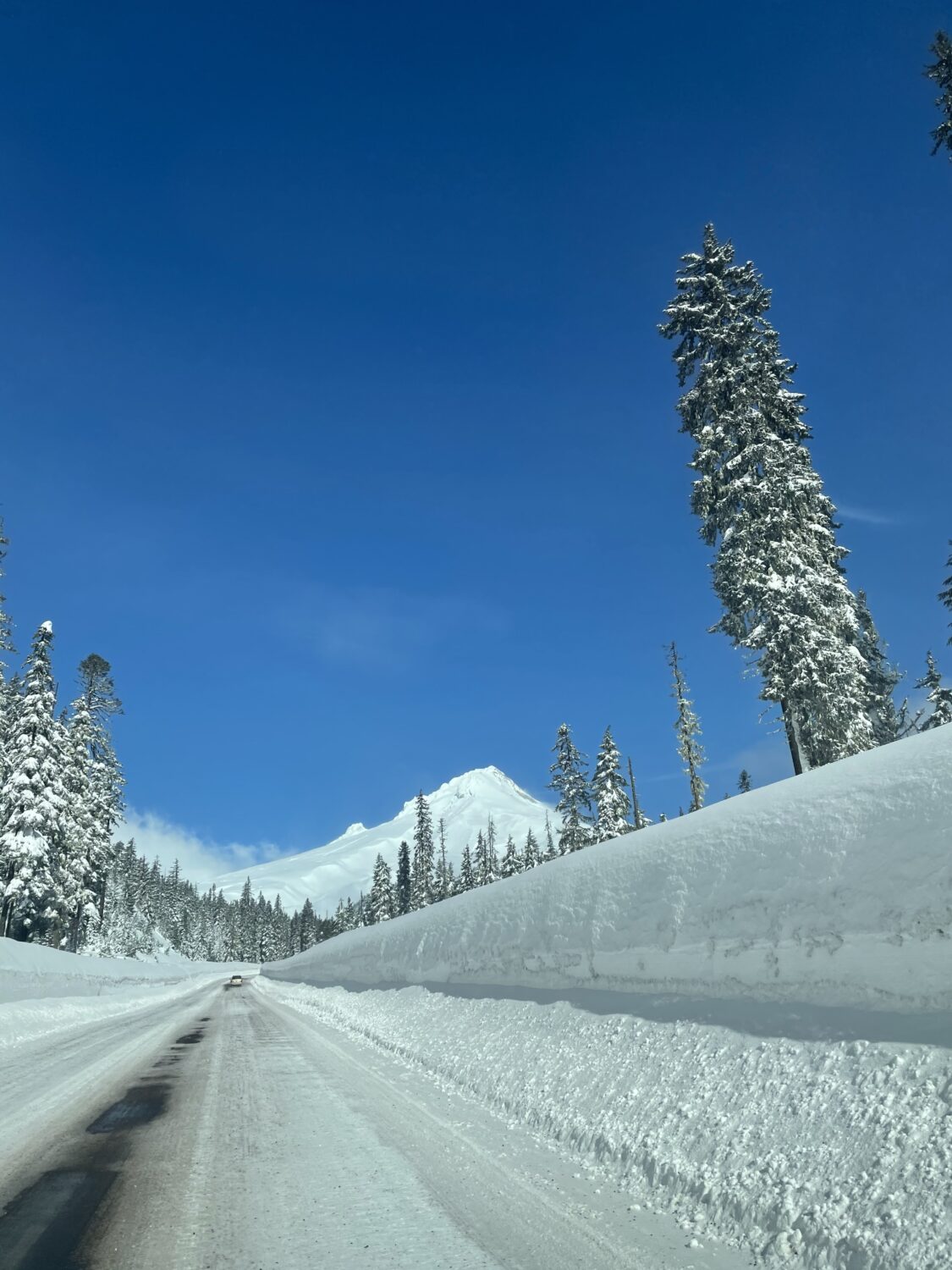 Snowy road to Mt. Hood