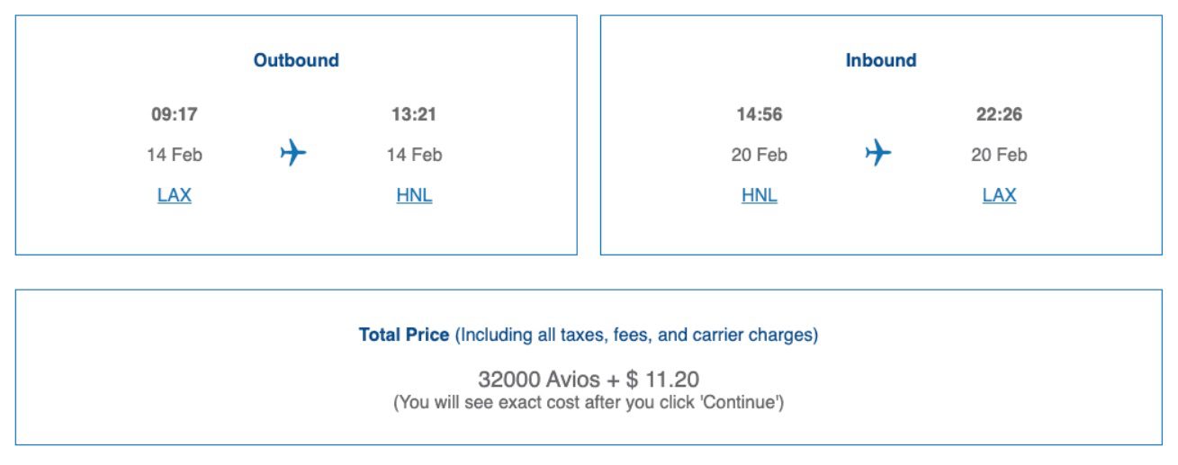 LAX to HNL British Airways redemption