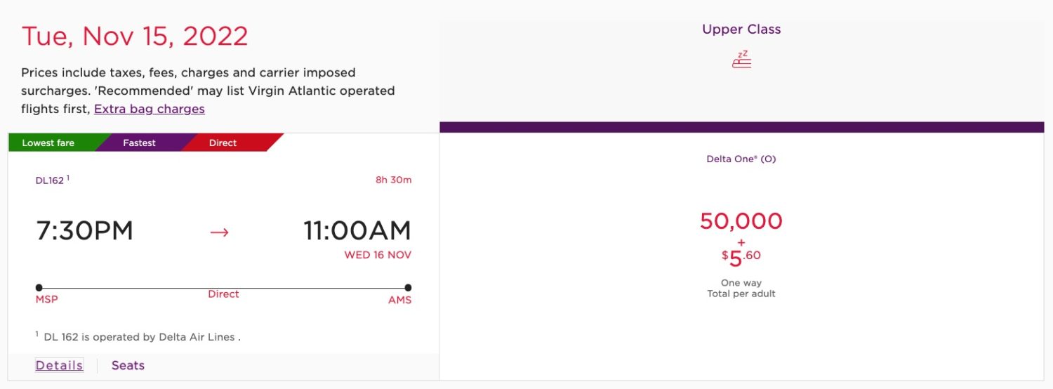 msp to ams virgin redemption