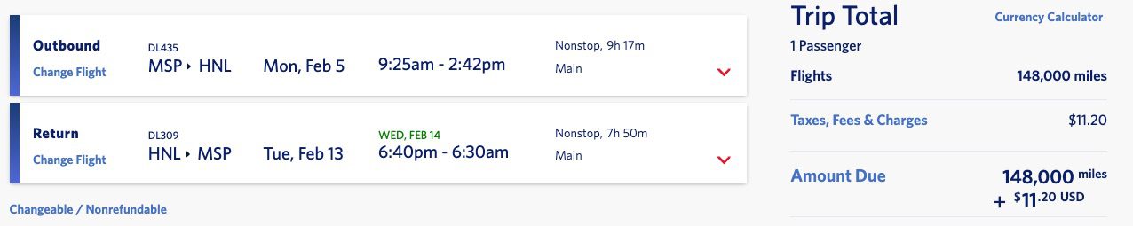 MSP to HNL Delta