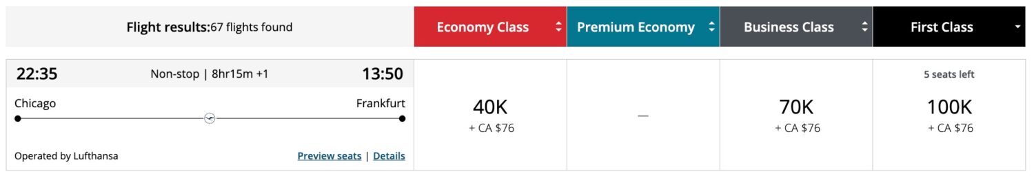 lufthansa first class redemption