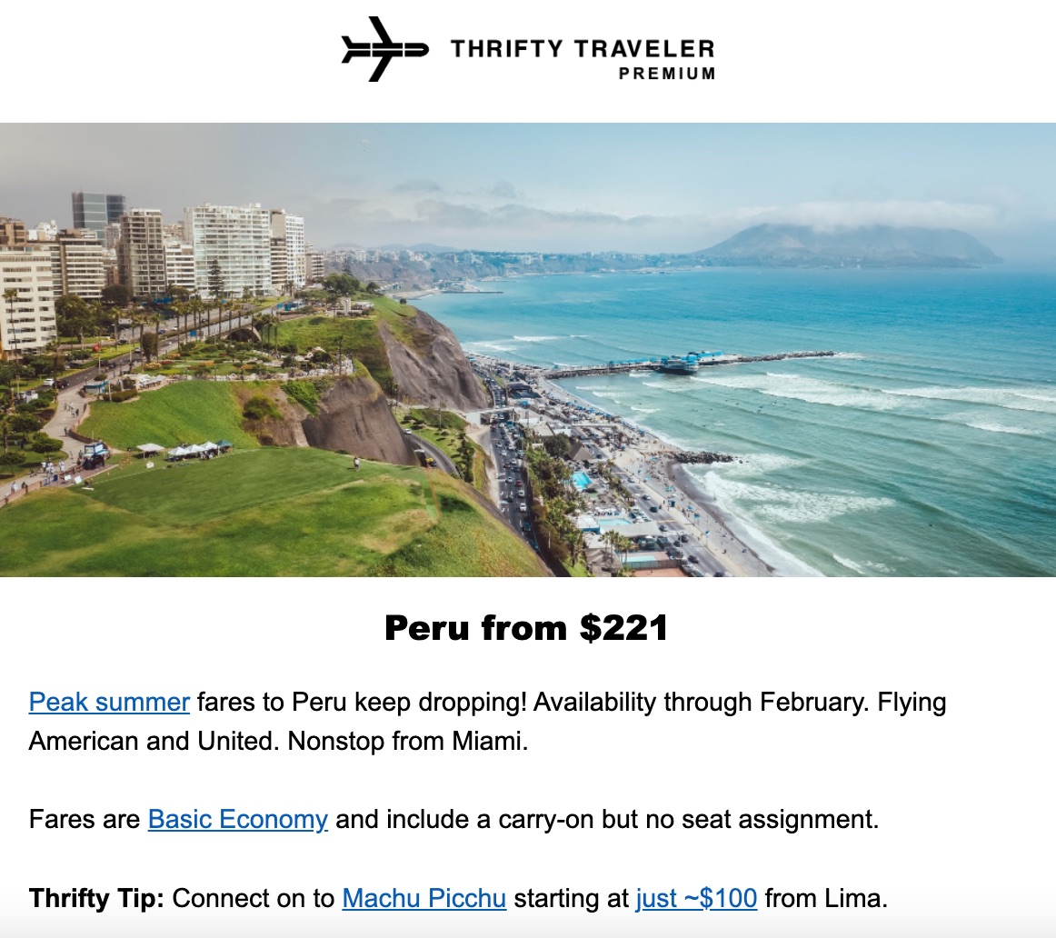 mia to lima premium deal