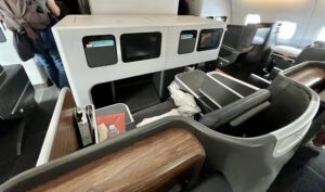 Qantas business class row 17 with basinet