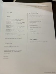 qantas inflight menu in business class