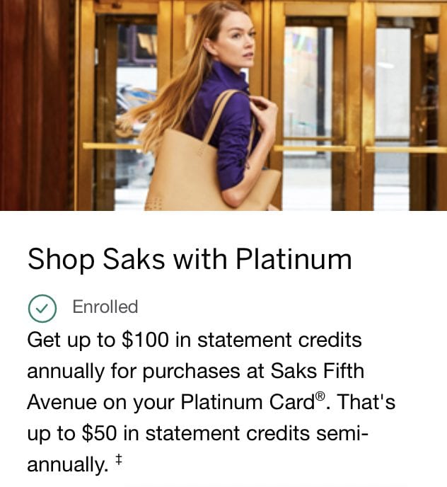 amex platinum saks benefit