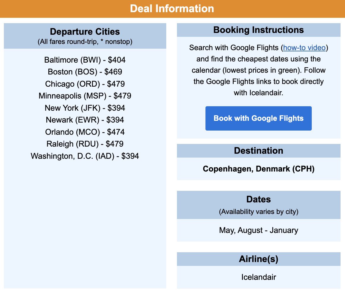 Icelandair flight deal to CPH