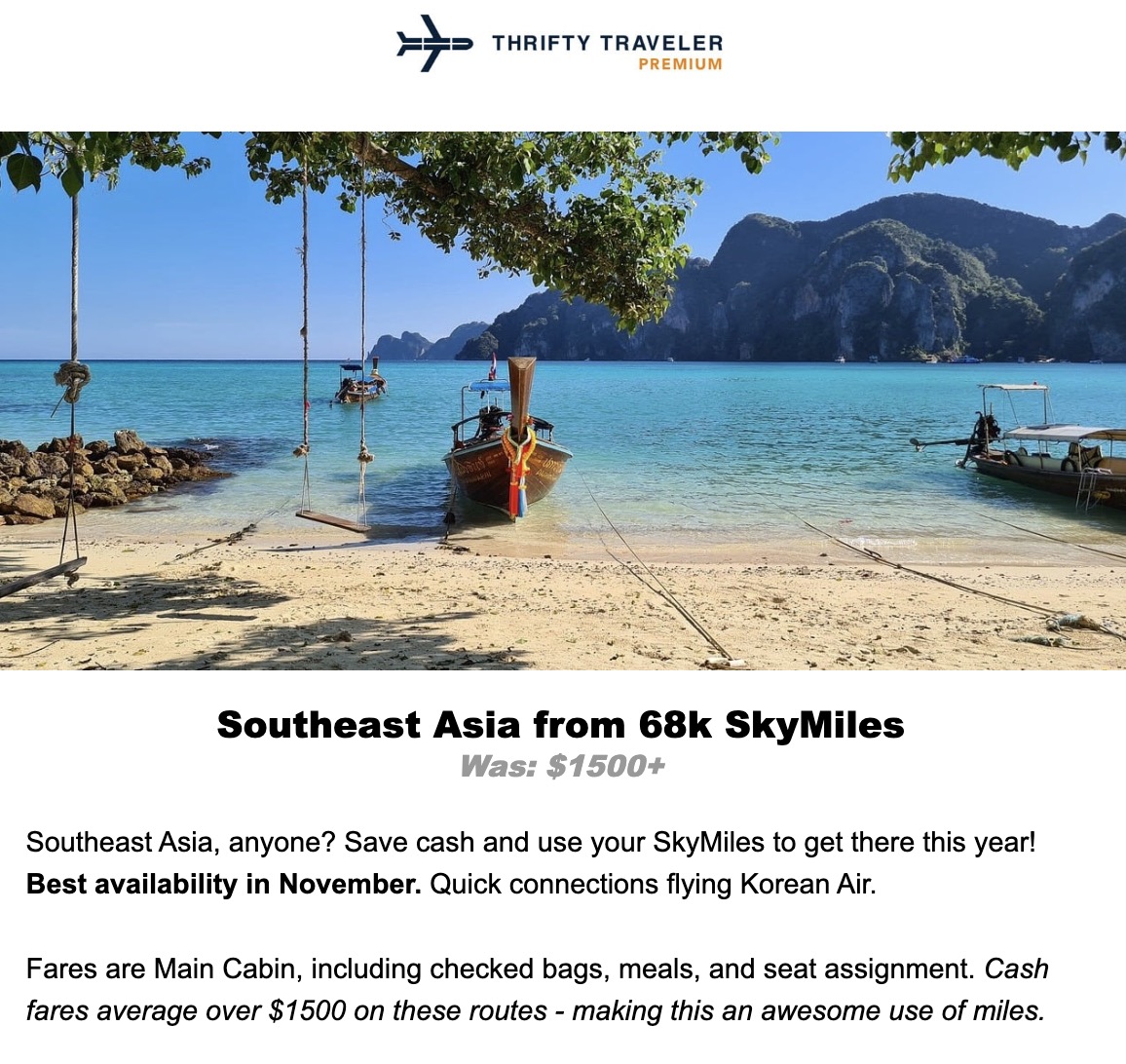 SE Asia SkyMiles flight deal