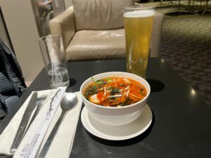 spicy ramen soup at lax qantas lounge