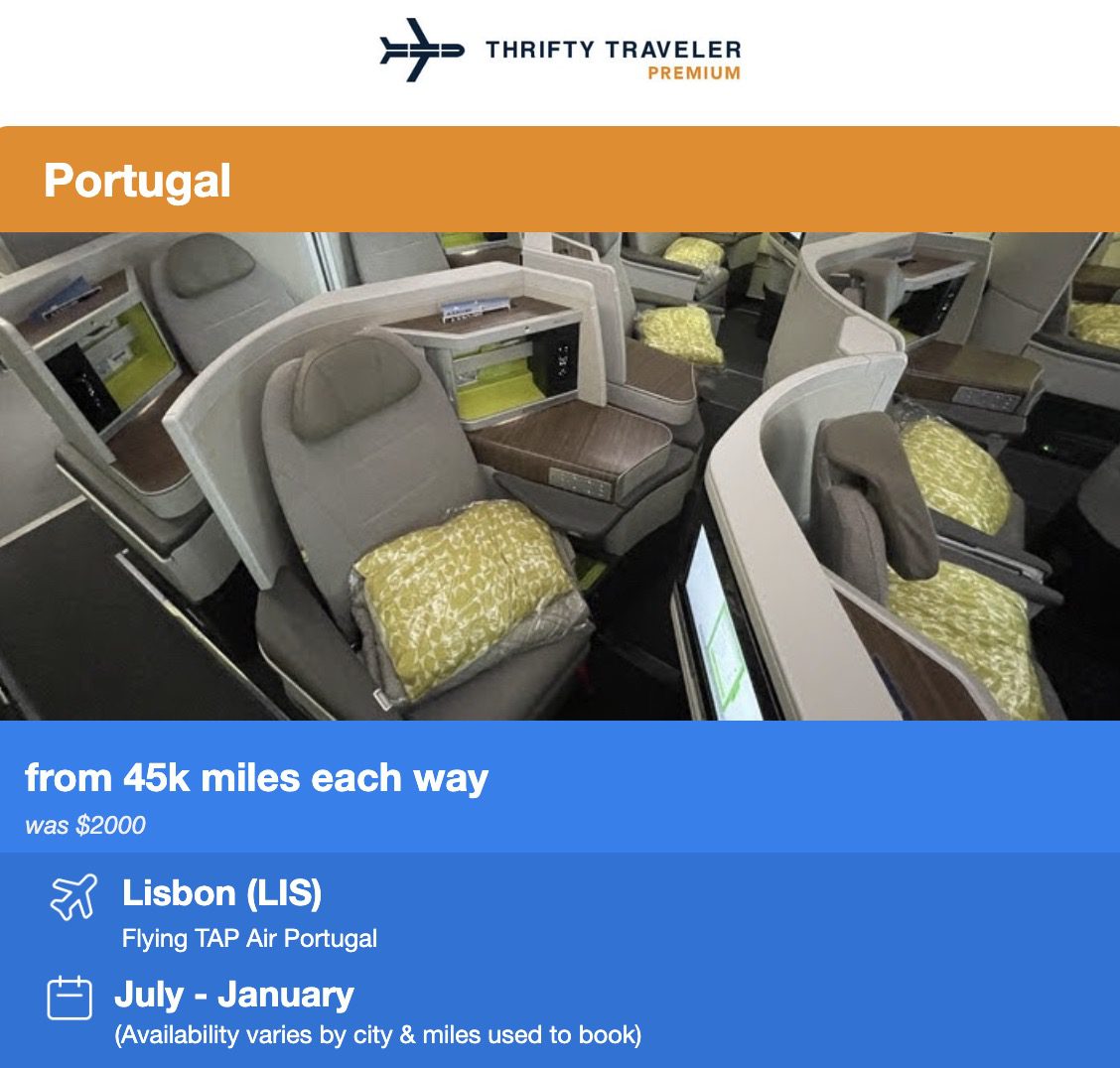 Tap Air Portugal Business Class deal