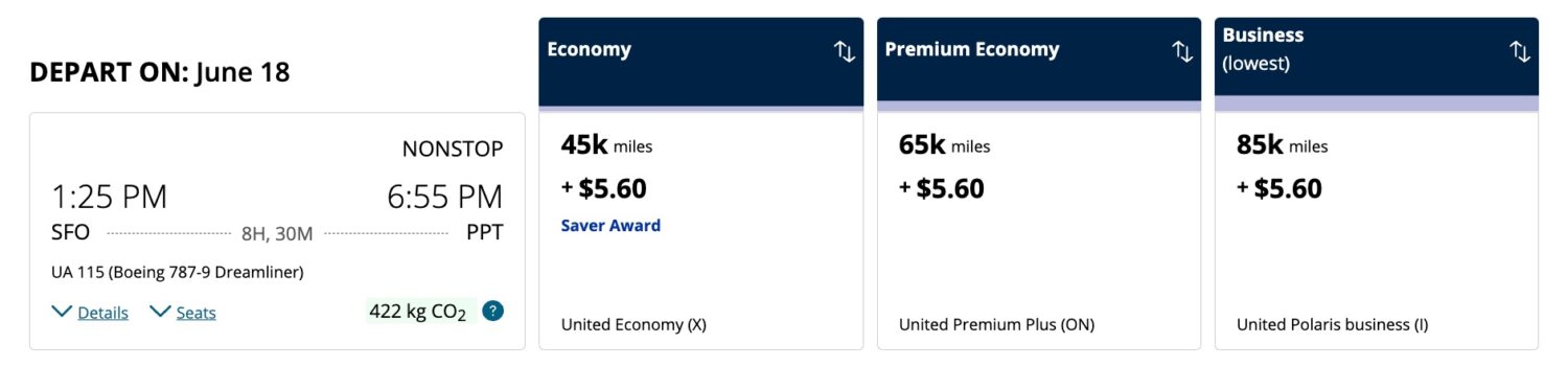 united flight to tahiti