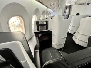 Zipair business class cabin from the back