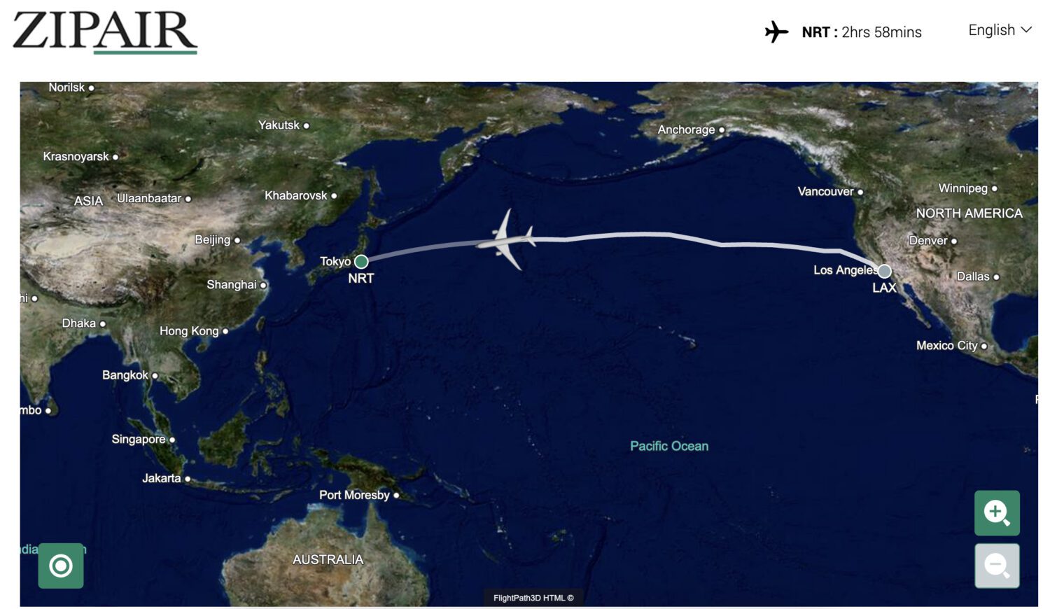 Zipair moving map