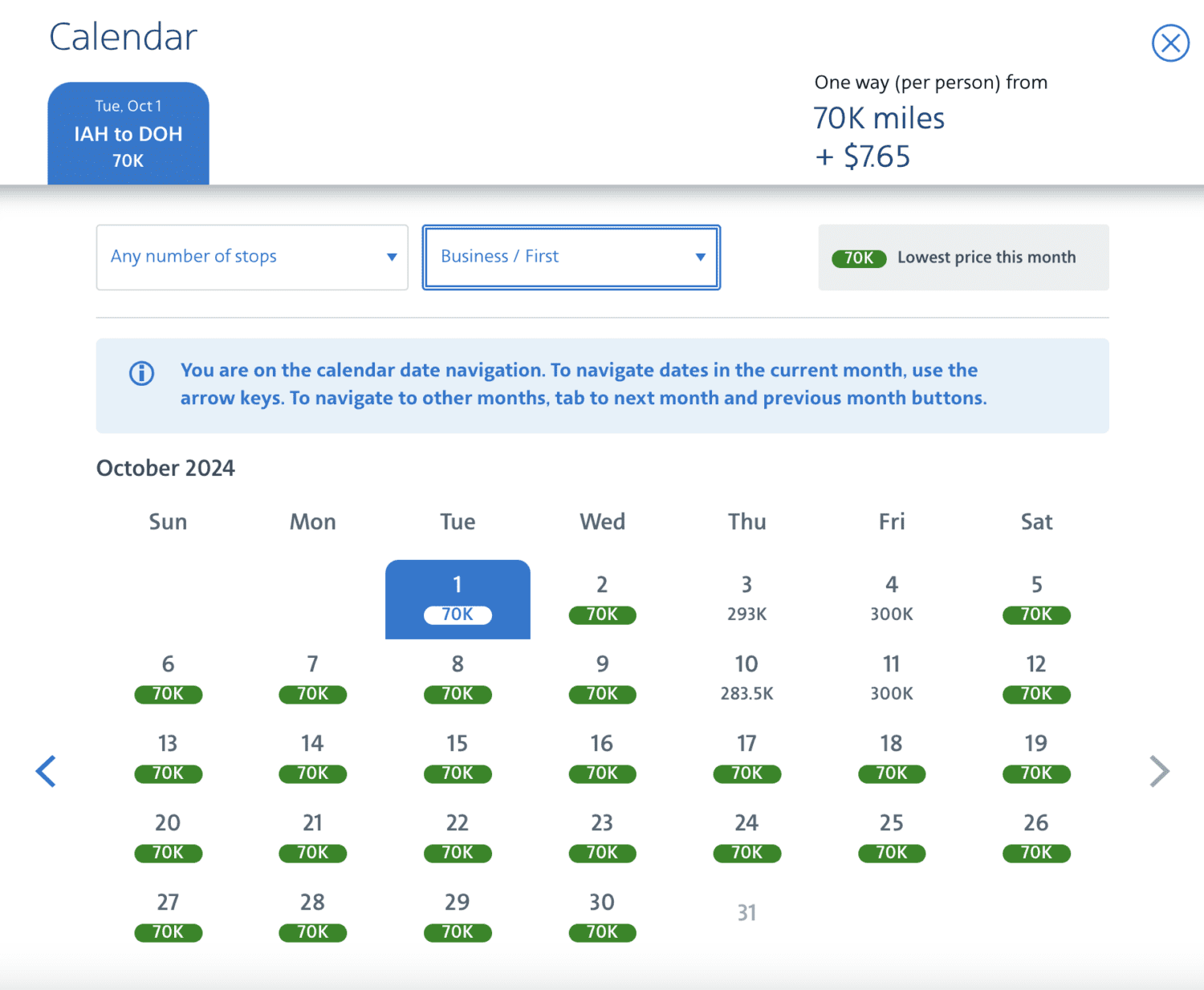 American Airlines IAH to DOH Qsuite October 2023