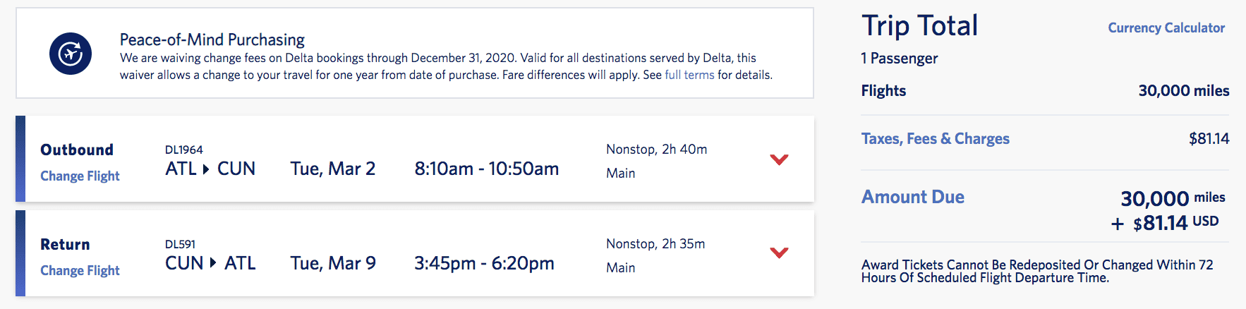 Mexico flight Best Delta SkyMiles Redemptions