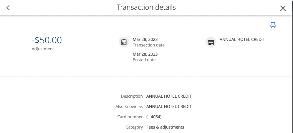 Chase Annual Hotel Credit