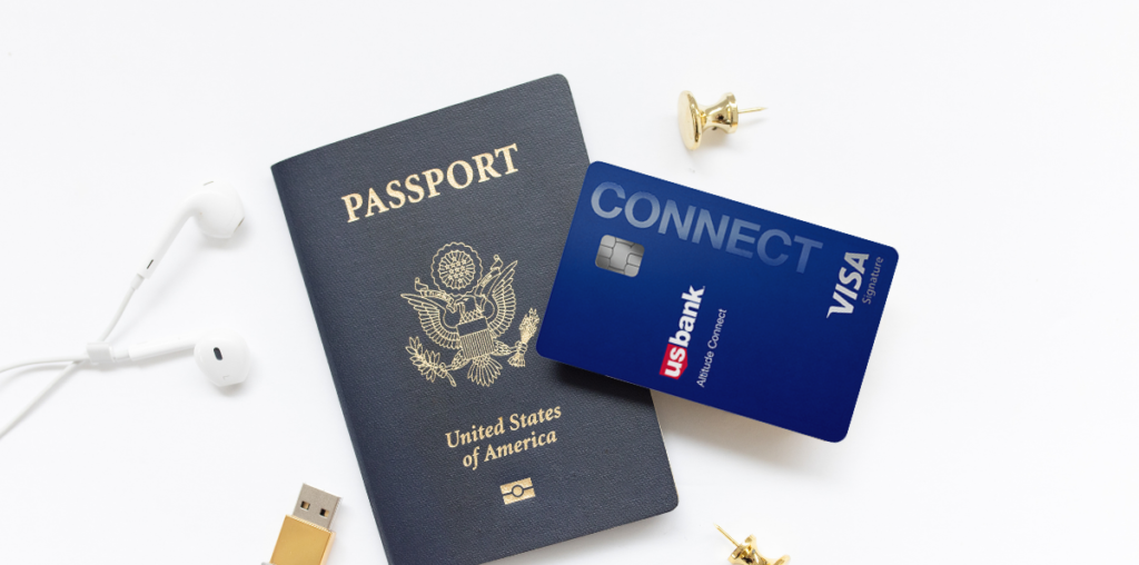 US Bank altitude connect on top of a passport